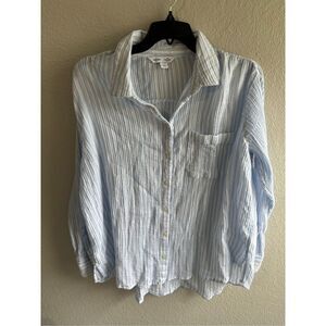 ❤️Old Navy Oversized Stripe Crinkled Shirt